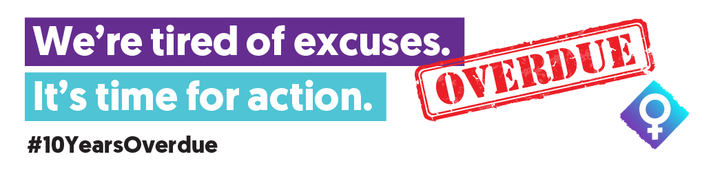 A banner saying we are tired of excuses. It's time for action.